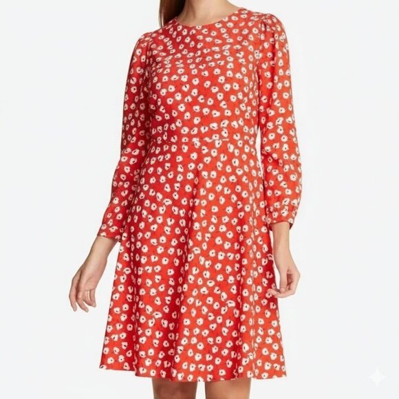 Draper James Fit and Flare 3/4 Sleeve Mini Dress Poppy Floral Red Size 8 EUC - Picture 4 of 8
